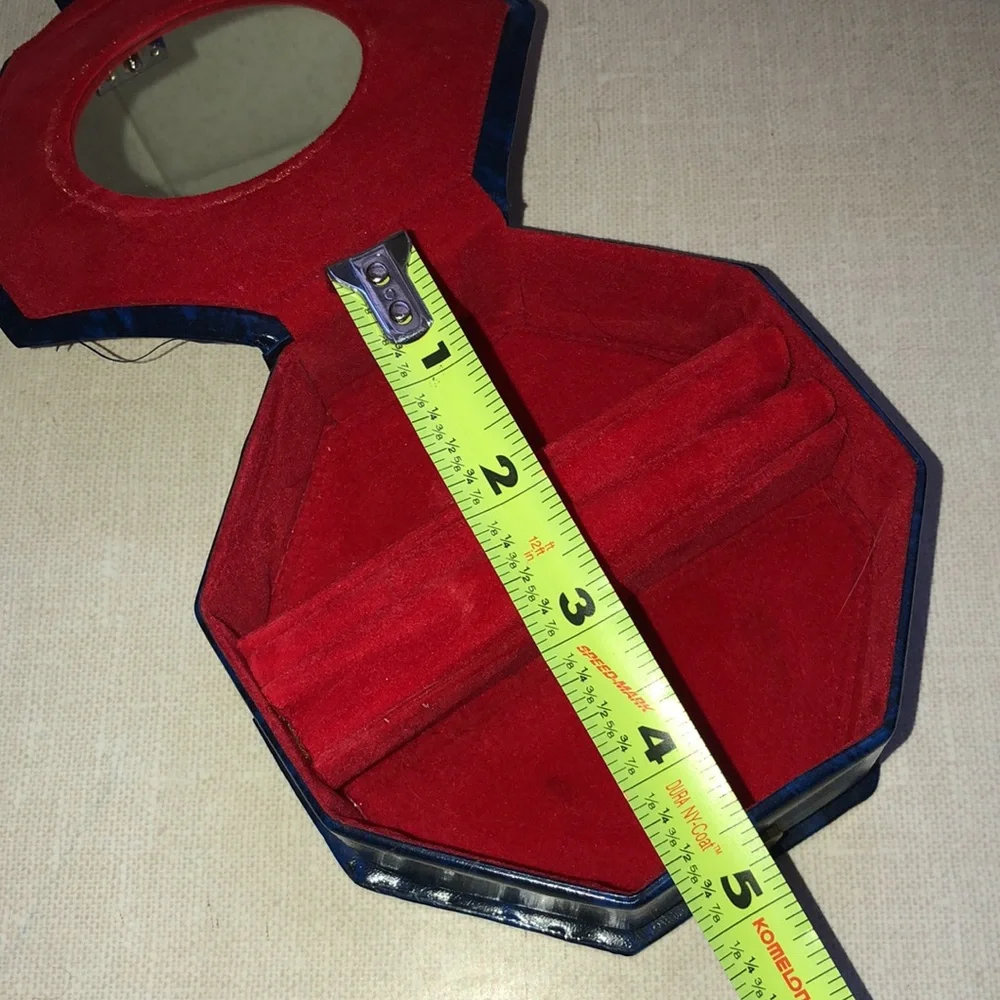 Octagon Shape Vinyl‎ VINTAGE Jewelry case with mirror Tapestry front